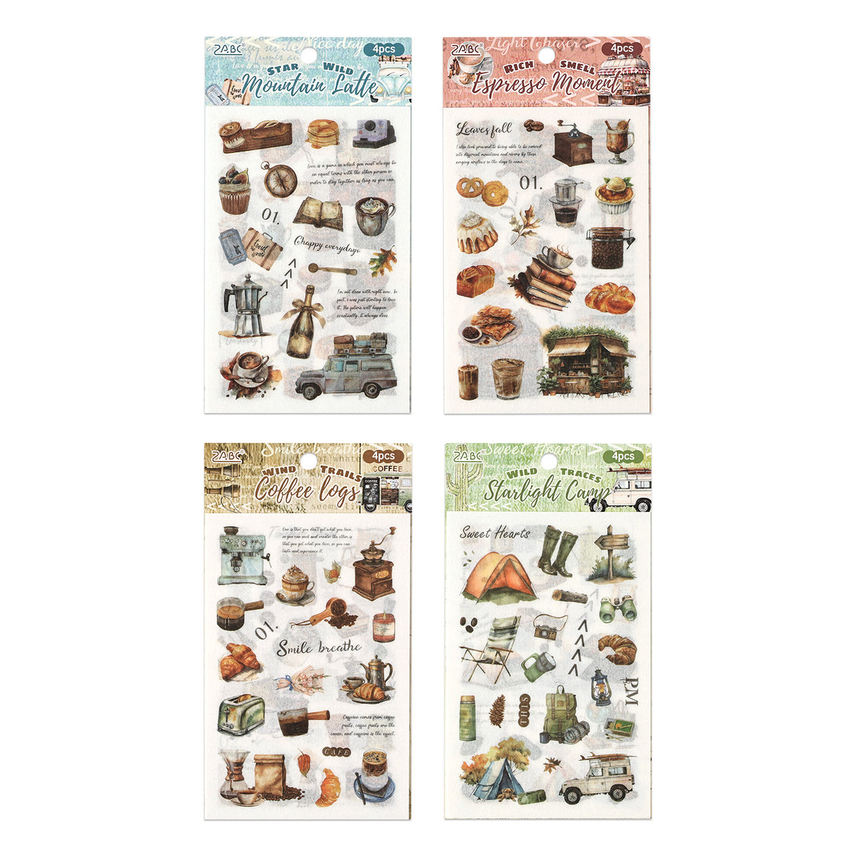 4pcs pre-cut camping sticker pack (S25110607)