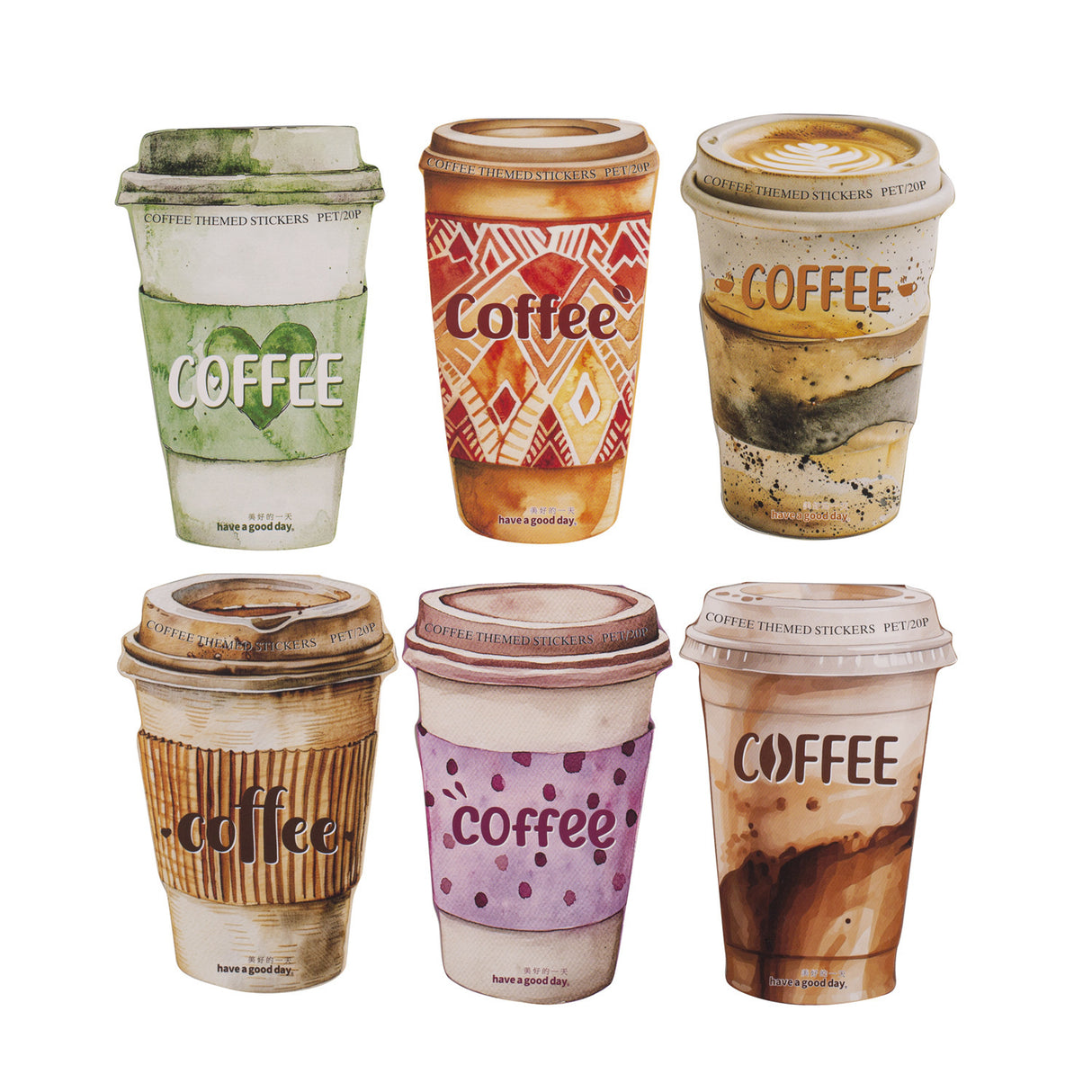 20pcs coffee sticker pack (S25071003)