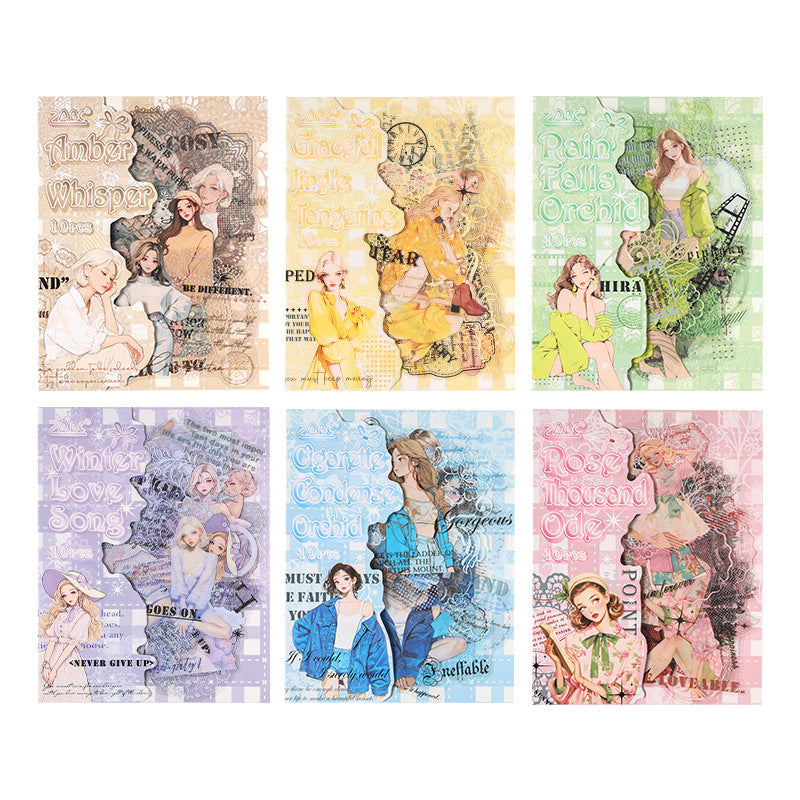 10pcs character words sticker pack (S25071802)