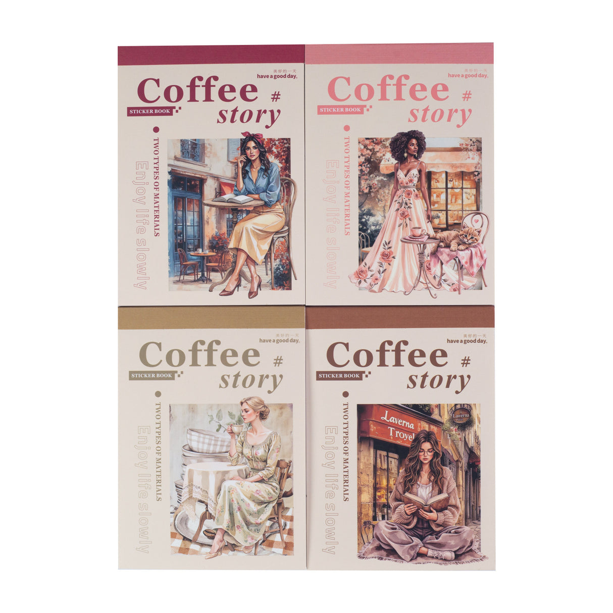 20sheets coffee paper+washi sticker book (TZB25071502)