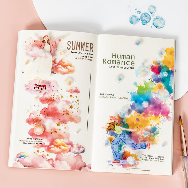 18pcs colorful cloud bubble water-color PET- sticker book (TZB25062305)