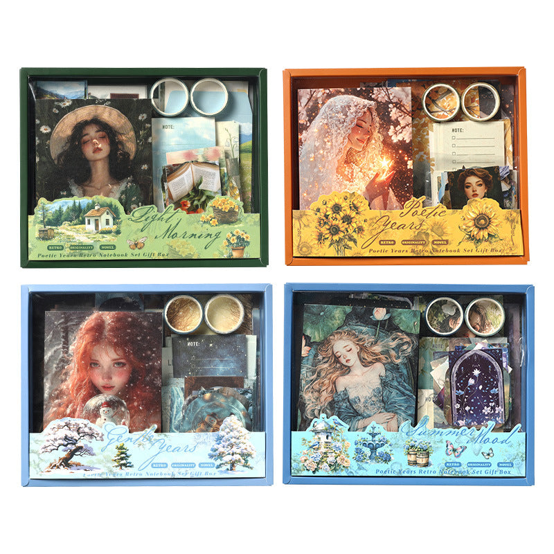 124pcs journal+sticker+paper+tape set (J25041903)