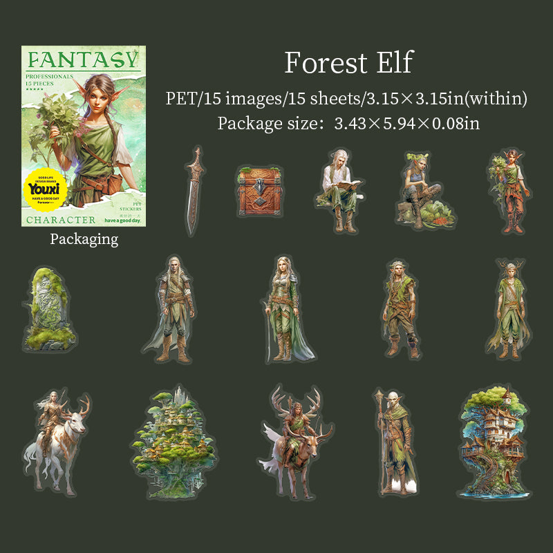 15pcs FANTASY professionals PET-sticker pack (S25062704)