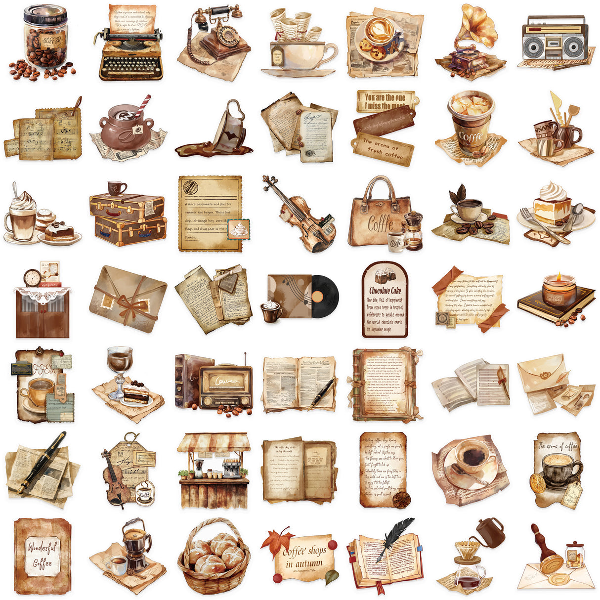50pcs coffee sticker pack(P26052607)