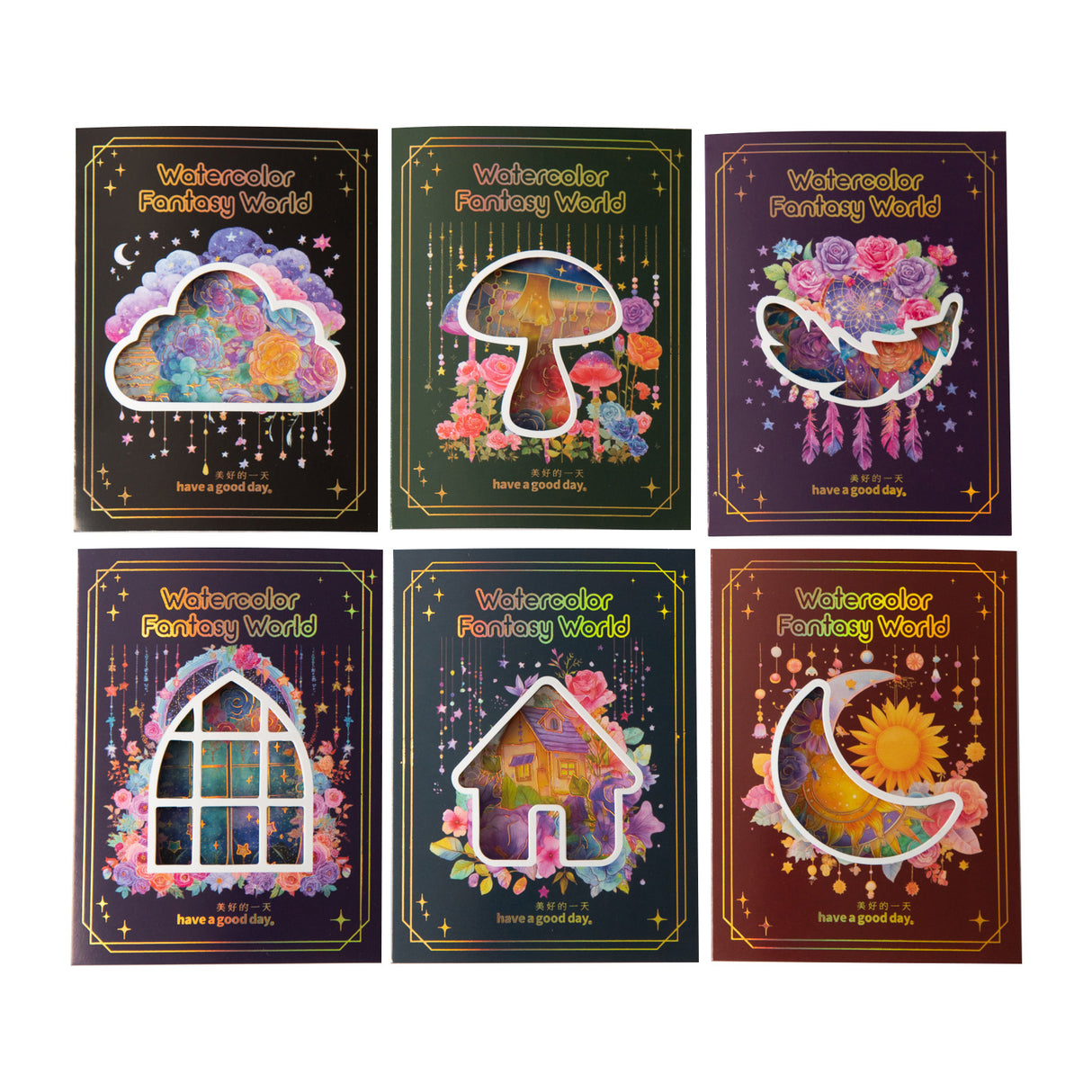 10pcs watercolor fantasy world sticker pack (S25071004)
