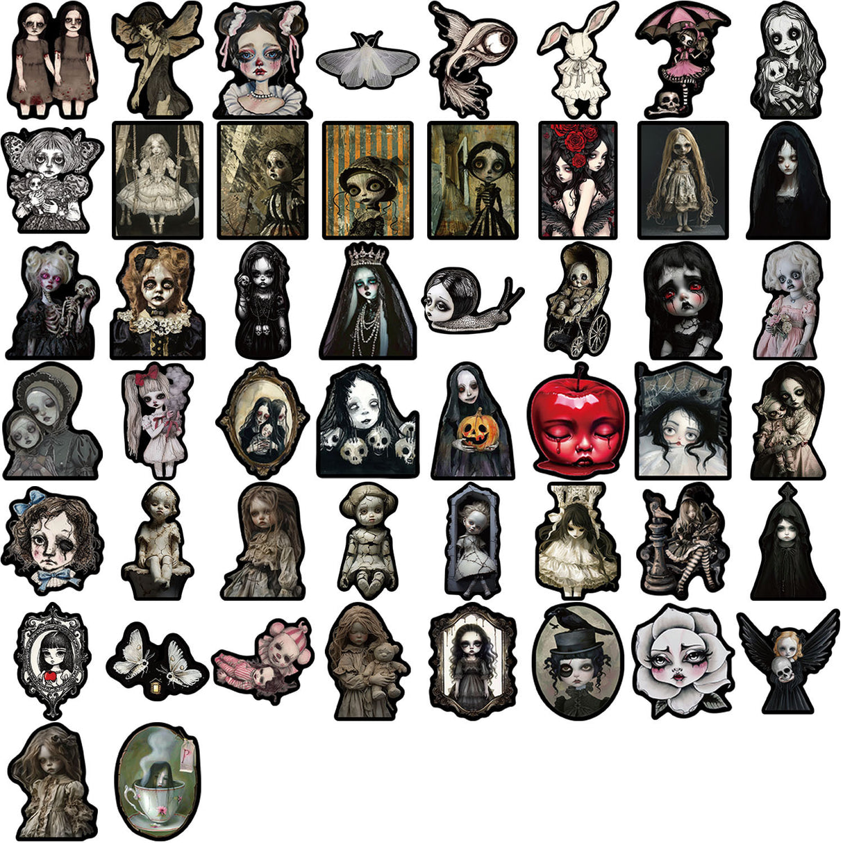 50pcs gothic doll sticker pack(S26041511)
