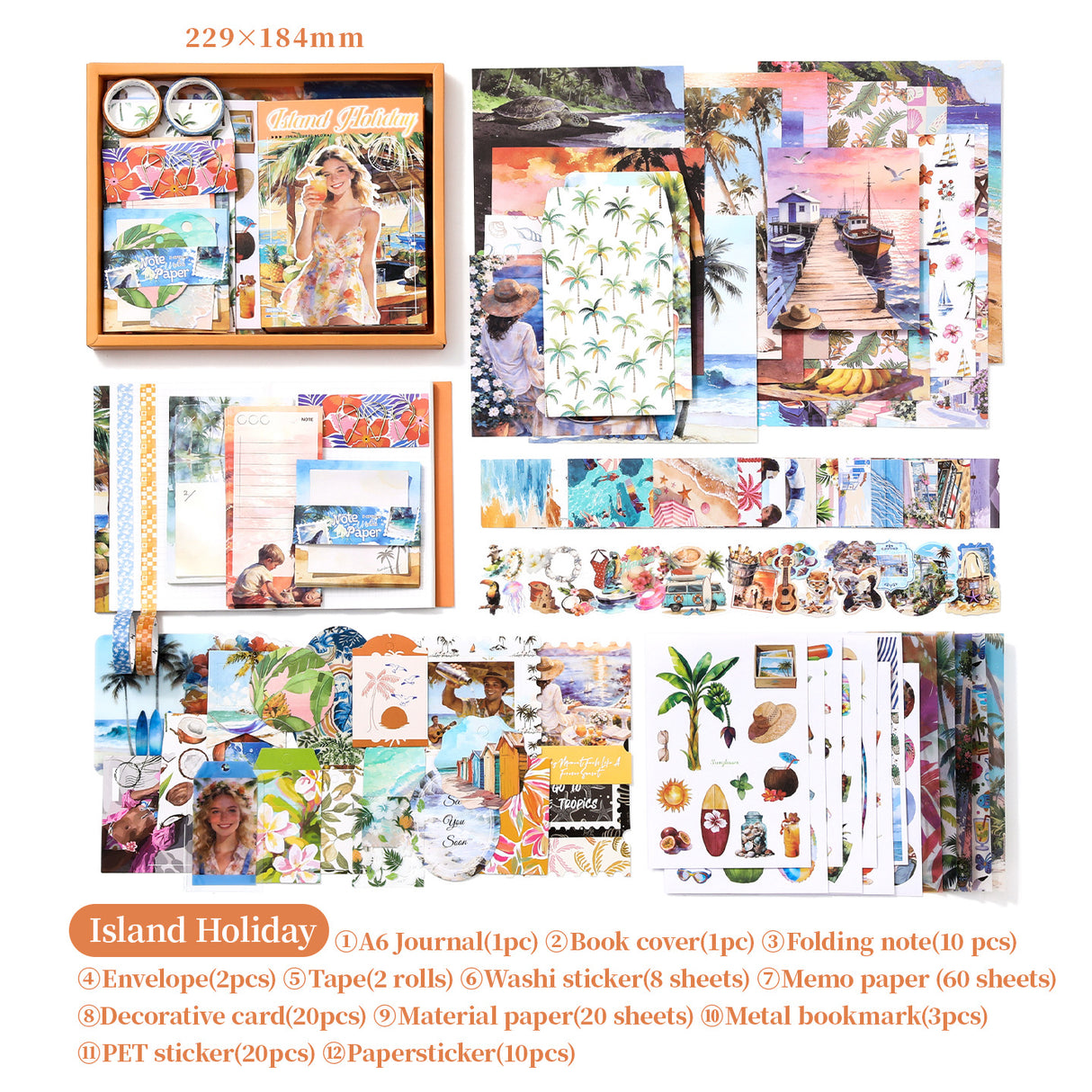 160+pcs summer vacation journaling box set(S26052608)