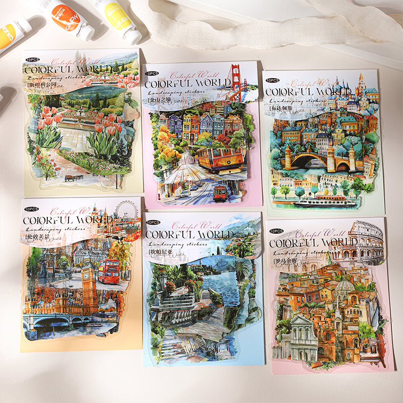 10pcs colorful world PET-sticker pack (S25072806)