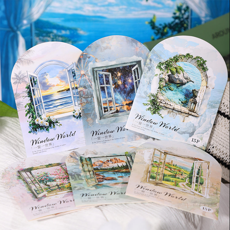 15pcs window world sticker pack (S25080304)