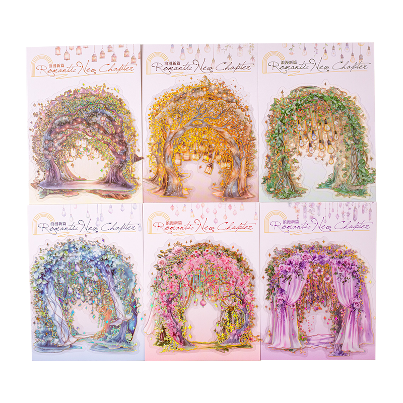 6pcs light flower gate PET-sticker pack (S25072903)