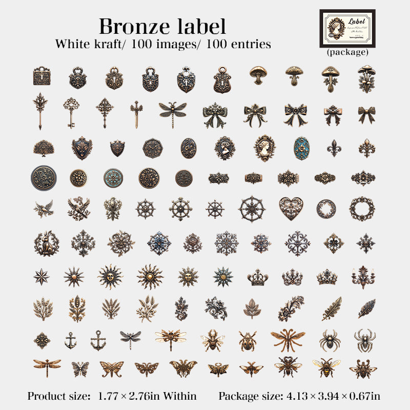 100pcs vintage label sticker pack (S25102107)