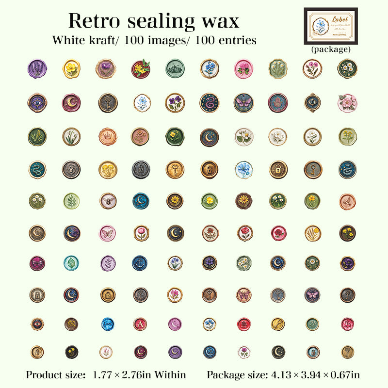 100pcs vintage label sticker pack (S25102107)