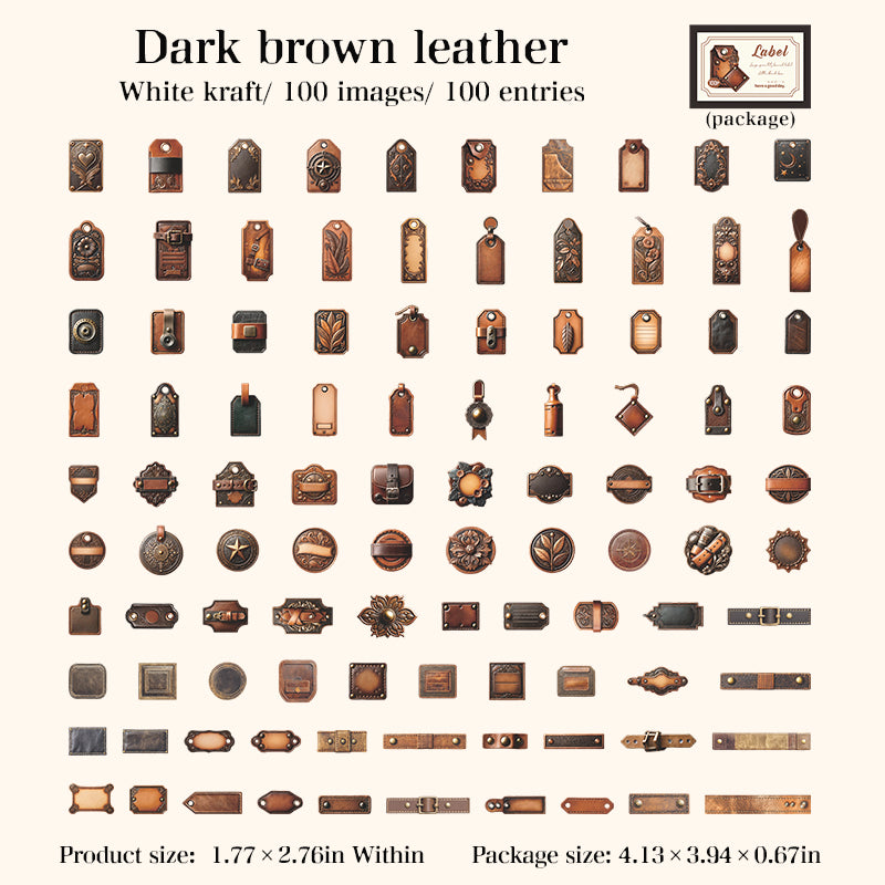 100pcs vintage label sticker pack (S25102107)