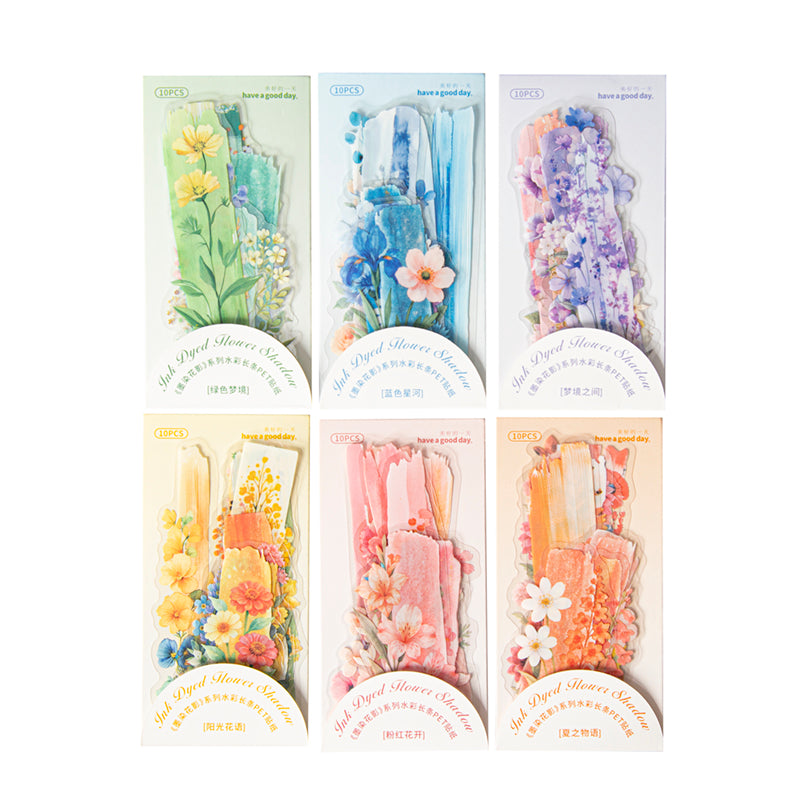 10pcs inked dyed flower sticker pack (S25072206)
