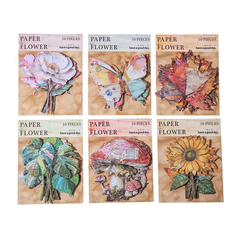 10pcs paper flower sticky card pack (S25082706)