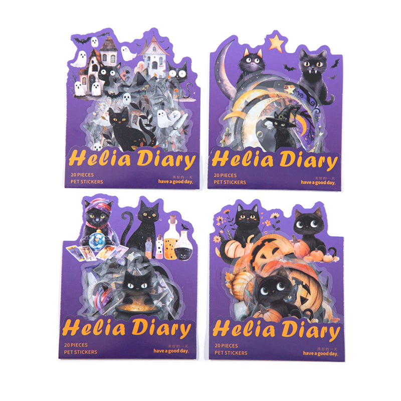 20pcs halloween cat sticker pack (S25080608)