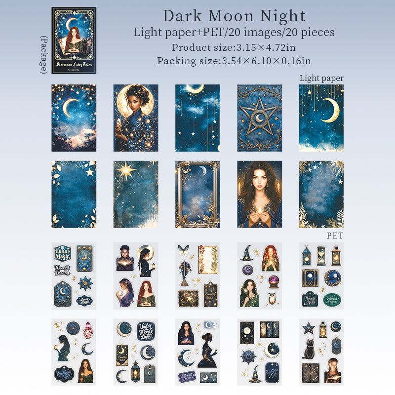 20sheets star moon paper+PET pre-cut sticker book (TZB26040708)