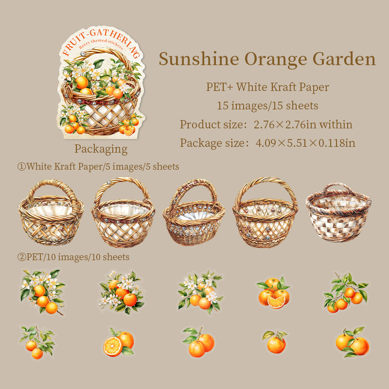 15pcs basket fruit sticker pack (S25101609)