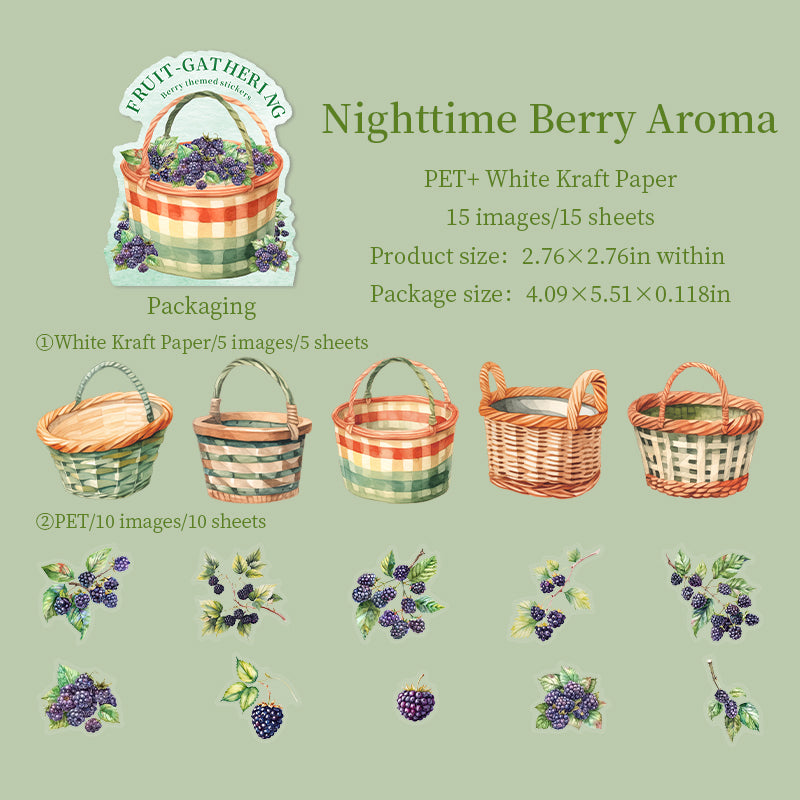 15pcs basket fruit sticker pack (S25101609)