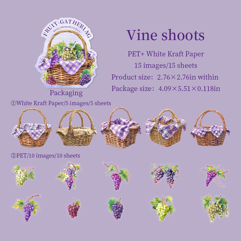 15pcs basket fruit sticker pack (S25101609)