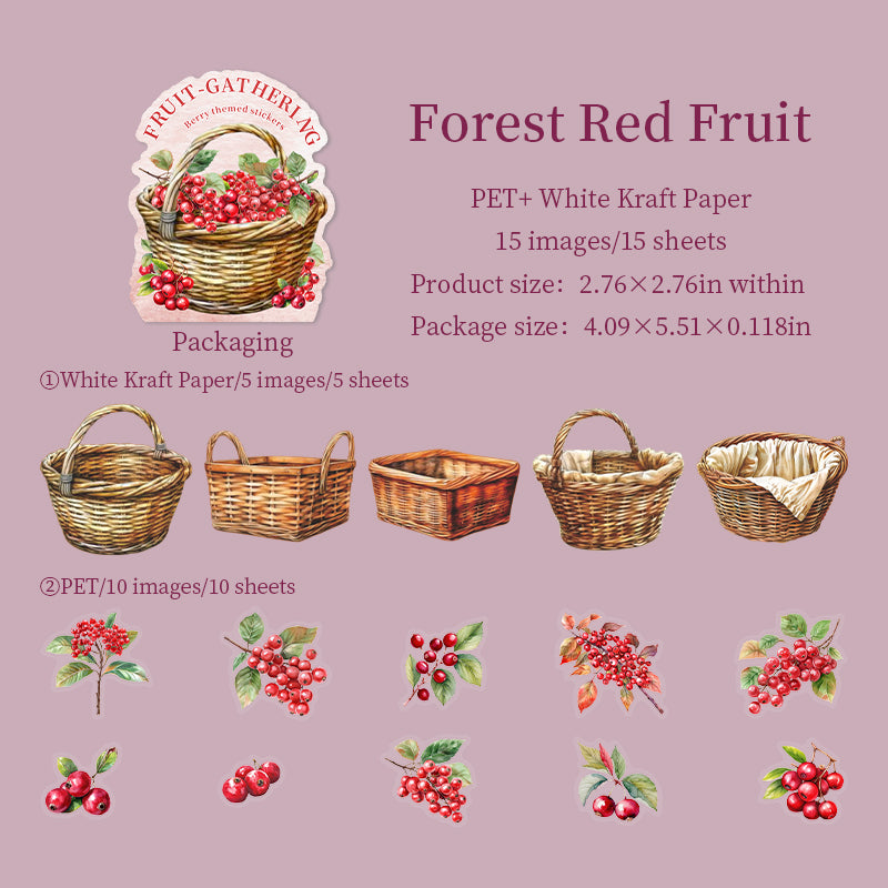 15pcs basket fruit sticker pack (S25101609)