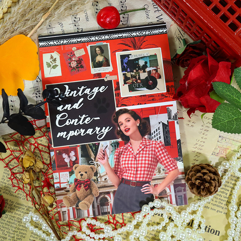 20sheets red retro sticker book (TZB25103104)