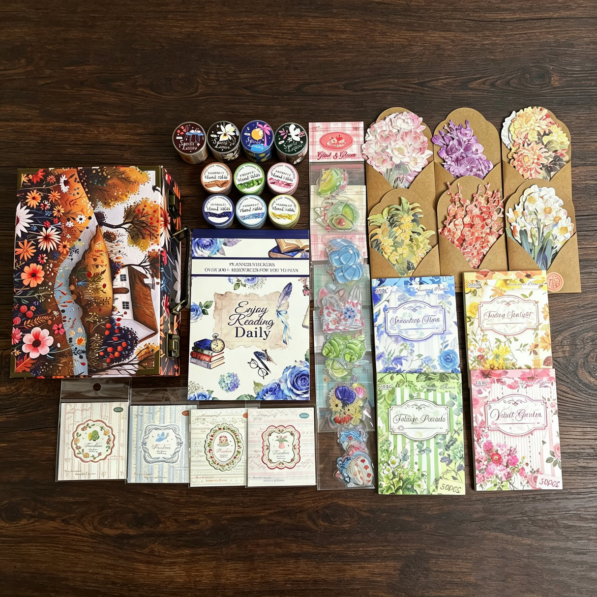Flower bundle with wooden suitcase(A260607)
