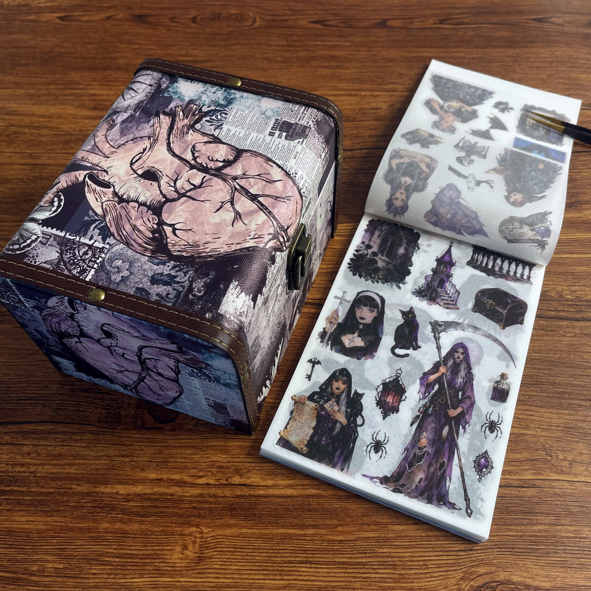 Spooky journaling supplies bundle with heart wooden box(A260721)