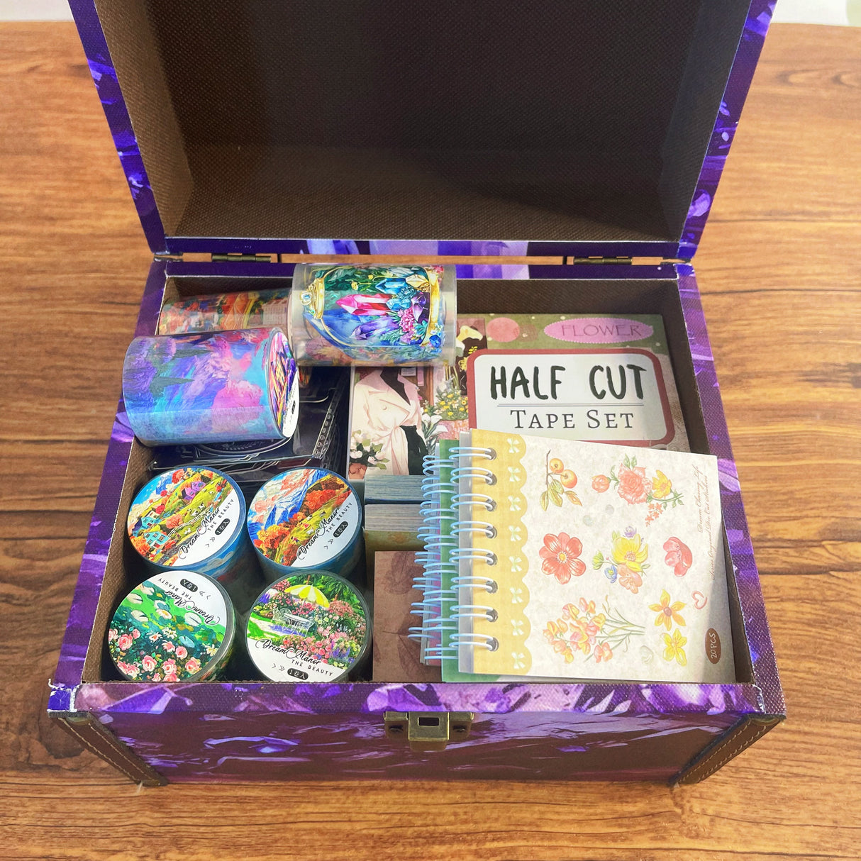 57items Floral journaling supplies bundle with XL crystal box(A260723)