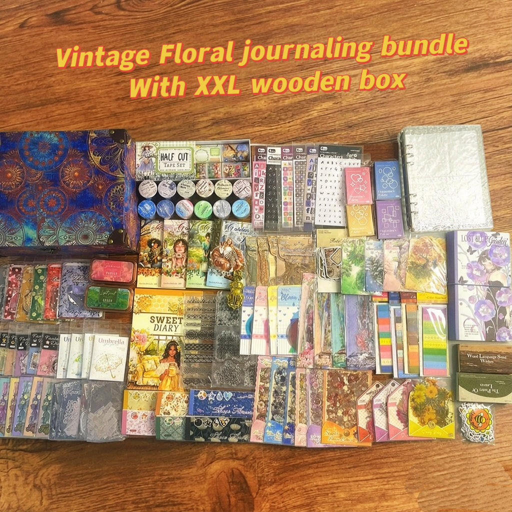 Vintage Floral journaling bundle with XXL wooden box(A260929)