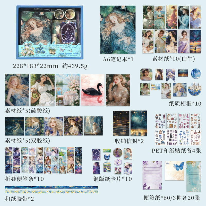 124pcs journal+sticker+paper+tape set (J25041903)