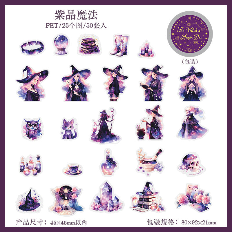 50pcs witch magic sticker tin box(S25041005)
