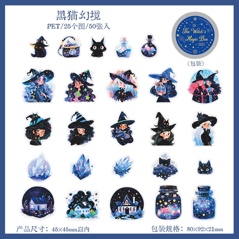 50pcs witch magic sticker tin box(S25041005)
