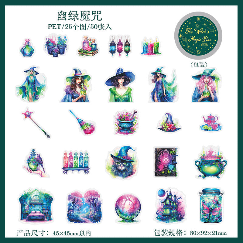 50pcs witch magic sticker tin box(S25041005)
