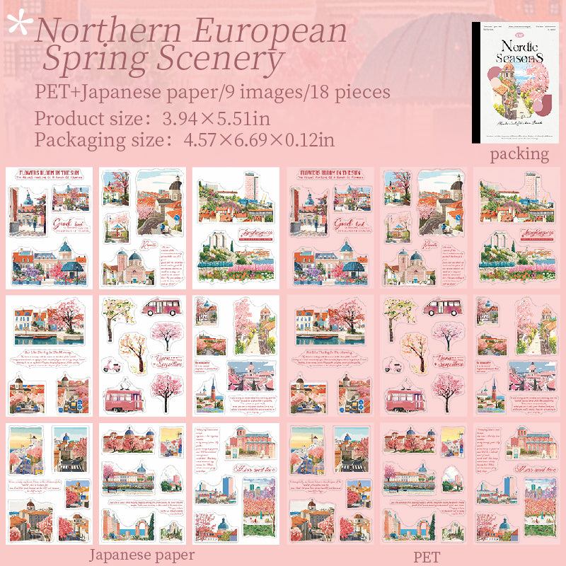 18pcs Nodic season PET+WASHI sticker book (TZB25090801)