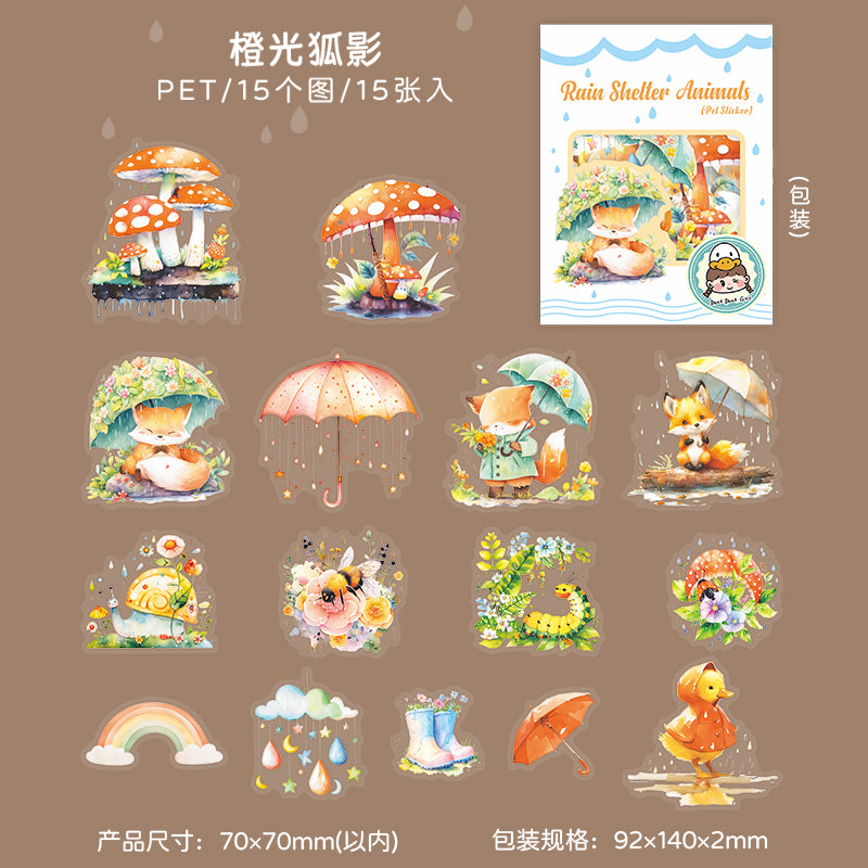 15pcs rain shelter animals sticker pack (S25070201)