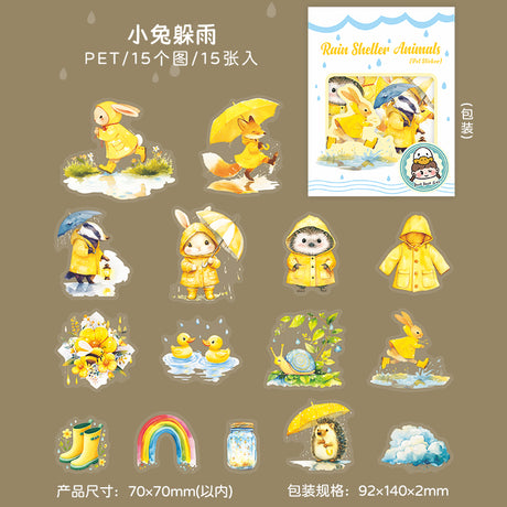 15pcs rain shelter animals sticker pack (S25070201)