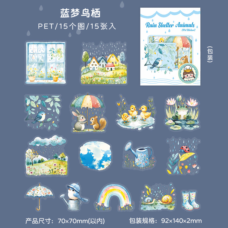 15pcs rain shelter animals sticker pack (S25070201)