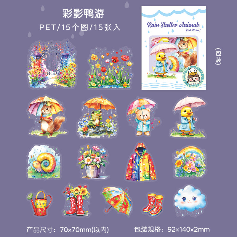 15pcs rain shelter animals sticker pack (S25070201)