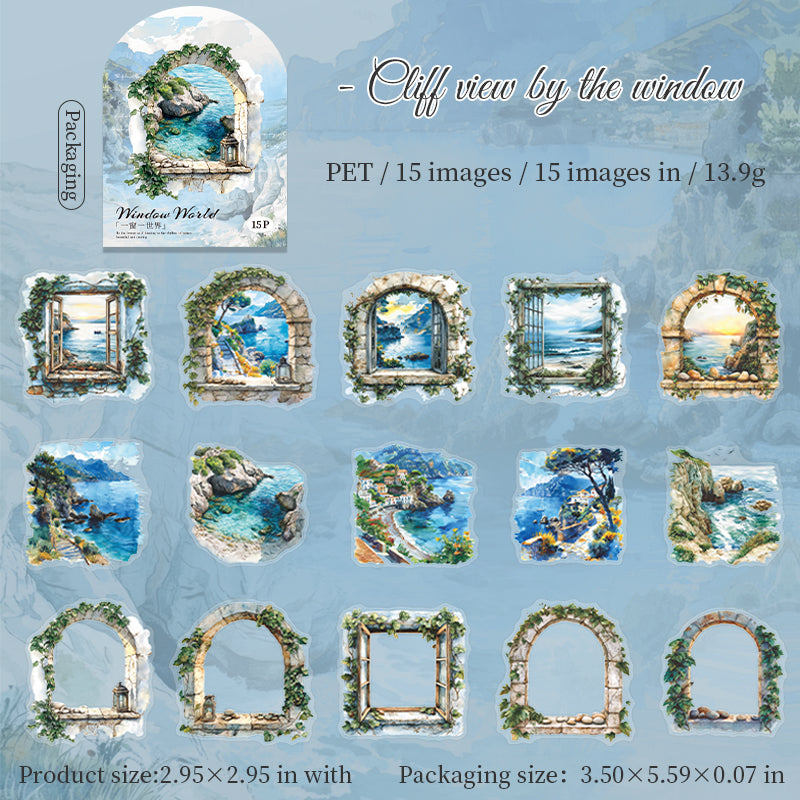 15pcs window world sticker pack (S25080304)