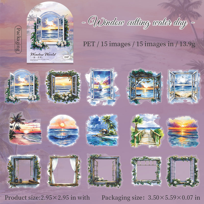 15pcs window world sticker pack (S25080304)