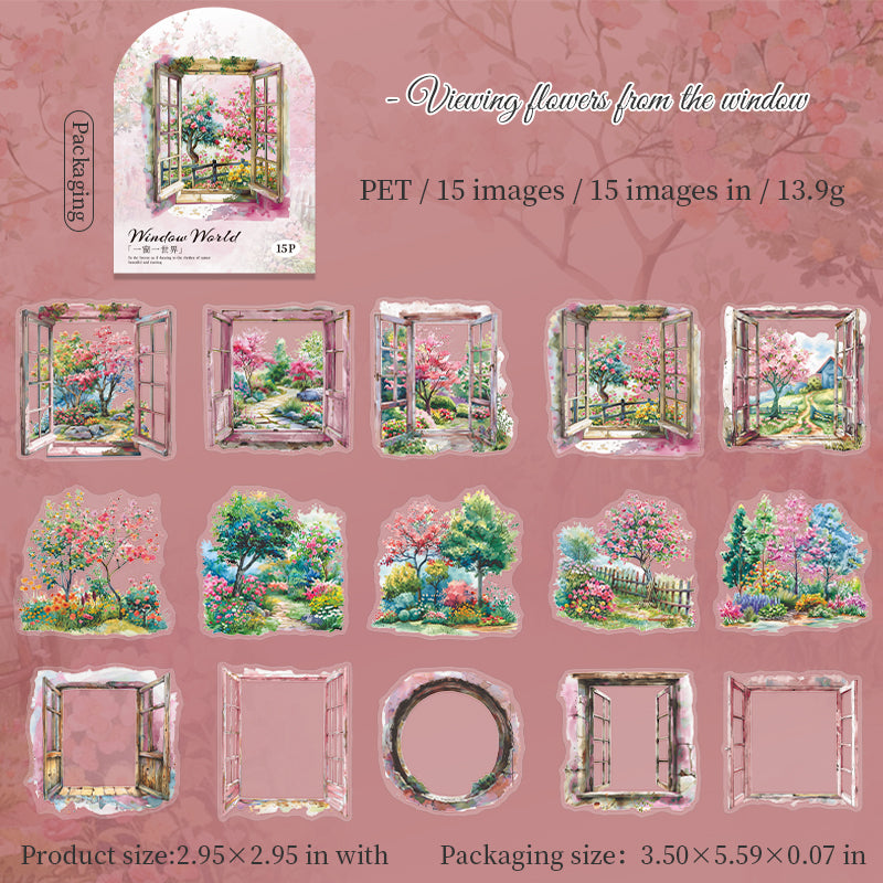 15pcs window world sticker pack (S25080304)