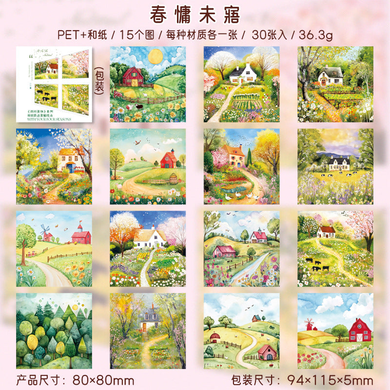 30pcs season PET+washi sticker book (TZB25060404)