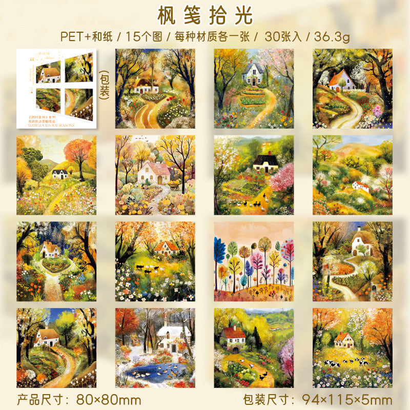 30pcs season PET+washi sticker book (TZB25060404)