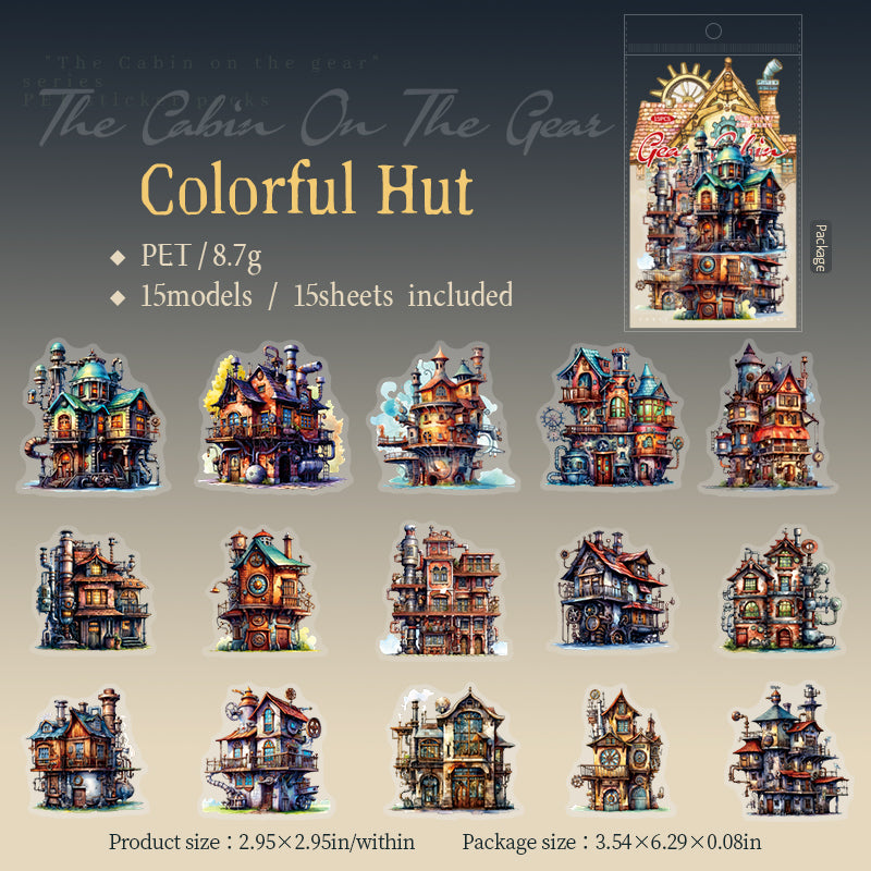 15pcs steampunk Gear cabin sticker pack (S25080305)