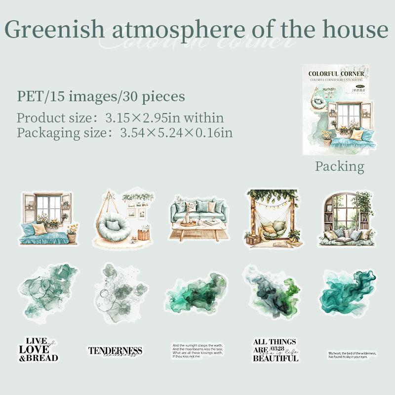 30pcs colorful corner PET-sticker pack (S25080306)