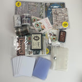 1LB (18 Stuff)Surprise vintage Journaling scrapbooking Supplies Box with 20pcs White ATC Cards 20 Clear ATC Cards 1 Card Holder Sticker Book PET Tape Washi Tape