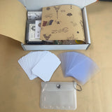 1LB (18 Stuff)Surprise vintage Journaling scrapbooking Supplies Box with 20pcs White ATC Cards 20 Clear ATC Cards 1 Card Holder Sticker Book PET Tape Washi Tape