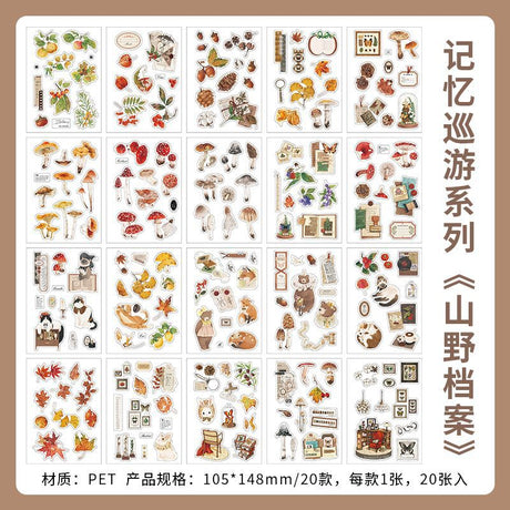 20 pages vintage botanical pre-cut PET sticker book(TZB26061701)