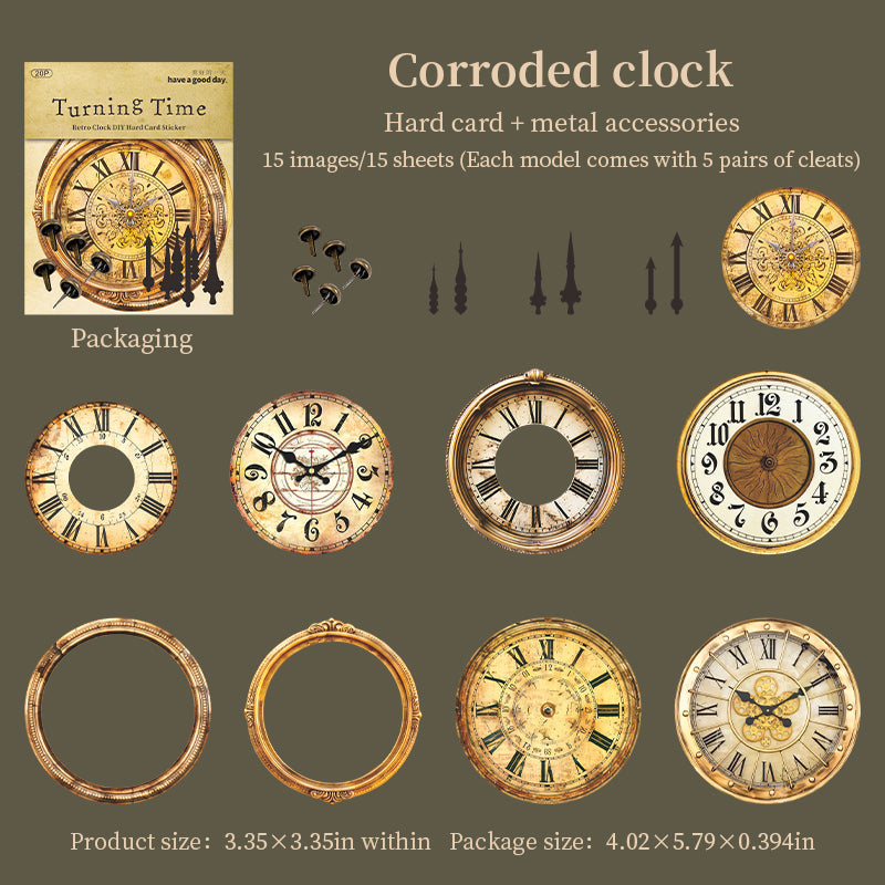 15pcs vintage clock sticker pack (S25112601)